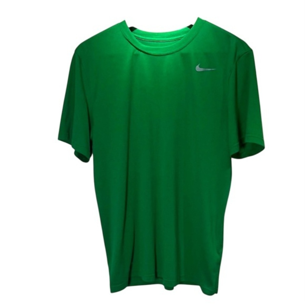 Nike Men’s DriFit T Shirt Green Silver Swoosh Logo Size Medium